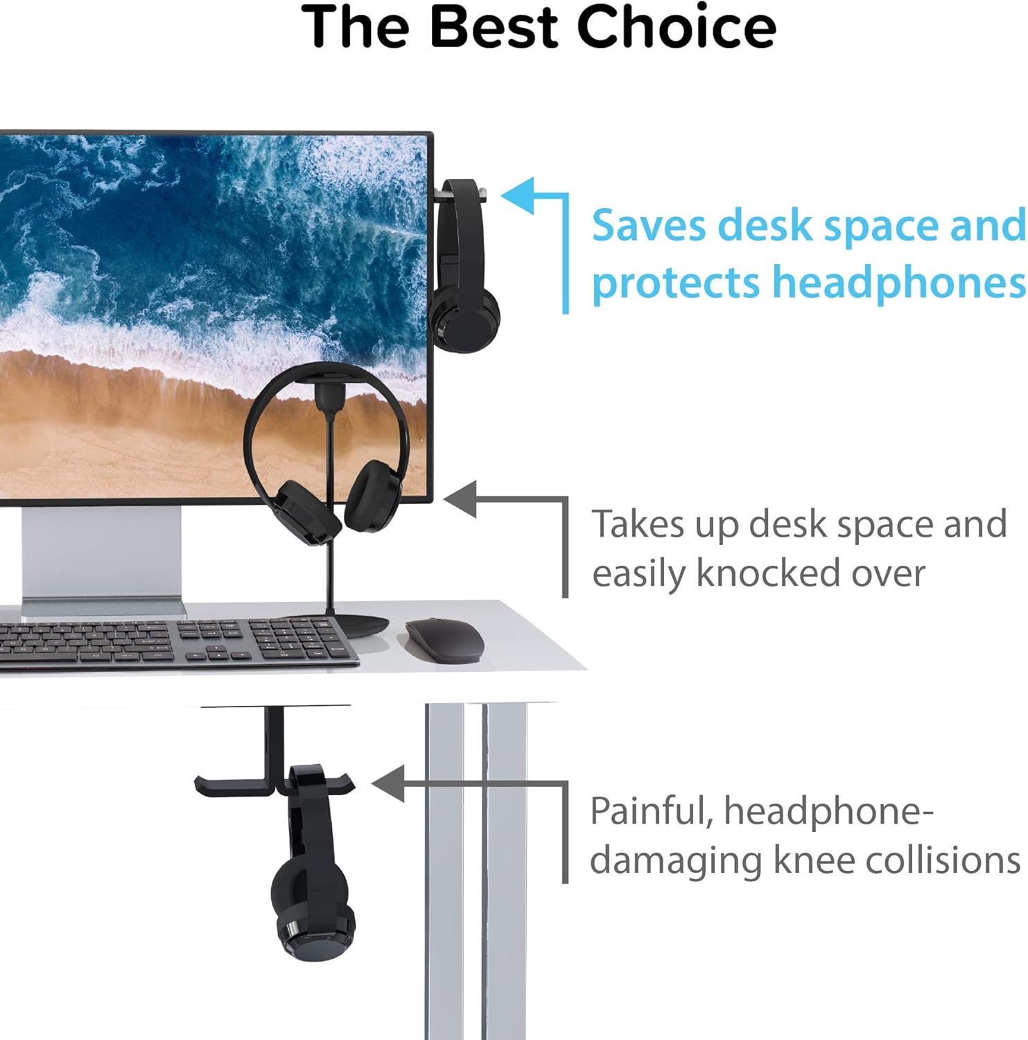 TotalMount Monitor Stand for Headphones and Headsets (Premium-Grade Holder Saves Desk Space and Protects Headphones)