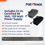 PoE Texas 24 Multi Port PoE+ Injector with 48v 240w Power Supplies - 10/100/1000 Gigabit Passive Power Over Ethernet Means Versatility - 30W PoE Injector for WiFi Access Point, PTZ Camera, IP Phone