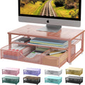 gianotter Computer Monitor Stand Riser, office organizer with Drawer, Office Organizers Storage for Classroom Office Supplies (Rose)
