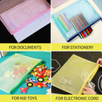 LEOBRO Mesh Zipper Pouch Bags, 13.2"x 9.2" Zipper Pouch, 4 pcs Mesh Bags with Zipper, Storage Bags Pouch for Organization Toy Puzzles Board Game Travel, File Jackets & File Pockets