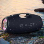 ZEALOT Bluetooth Speaker,120W Wireless Outdoor Speaker with Subwoofer,IP67 Waterproof with LED Light,Bluetooth 5.2 for Camping,Beach,Gifts(Black)
