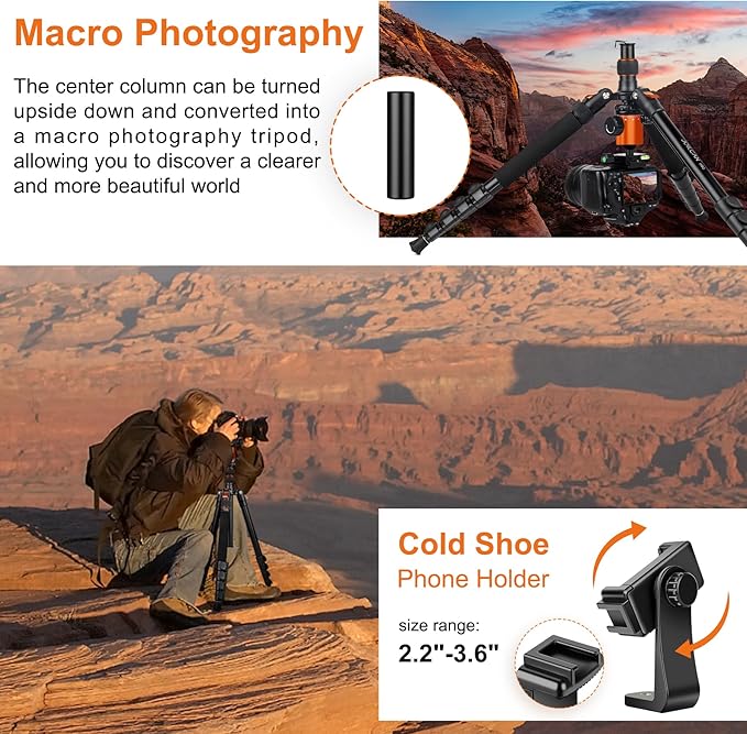 JOILCAN Tripod for Camera, 81" Aluminum Camera Tripod, 83" DSLR Tripods & Monopods, Heavy Duty Travel Tripod for Binoculars Spotting Scope Telescope, Professional Complete Tripod Units, Payload 35lb