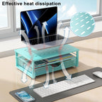 gianotter Computer Monitor Stand Riser, office organizer with Drawer, Office Organizers Storage for Classroom Office Supplies (Blue)