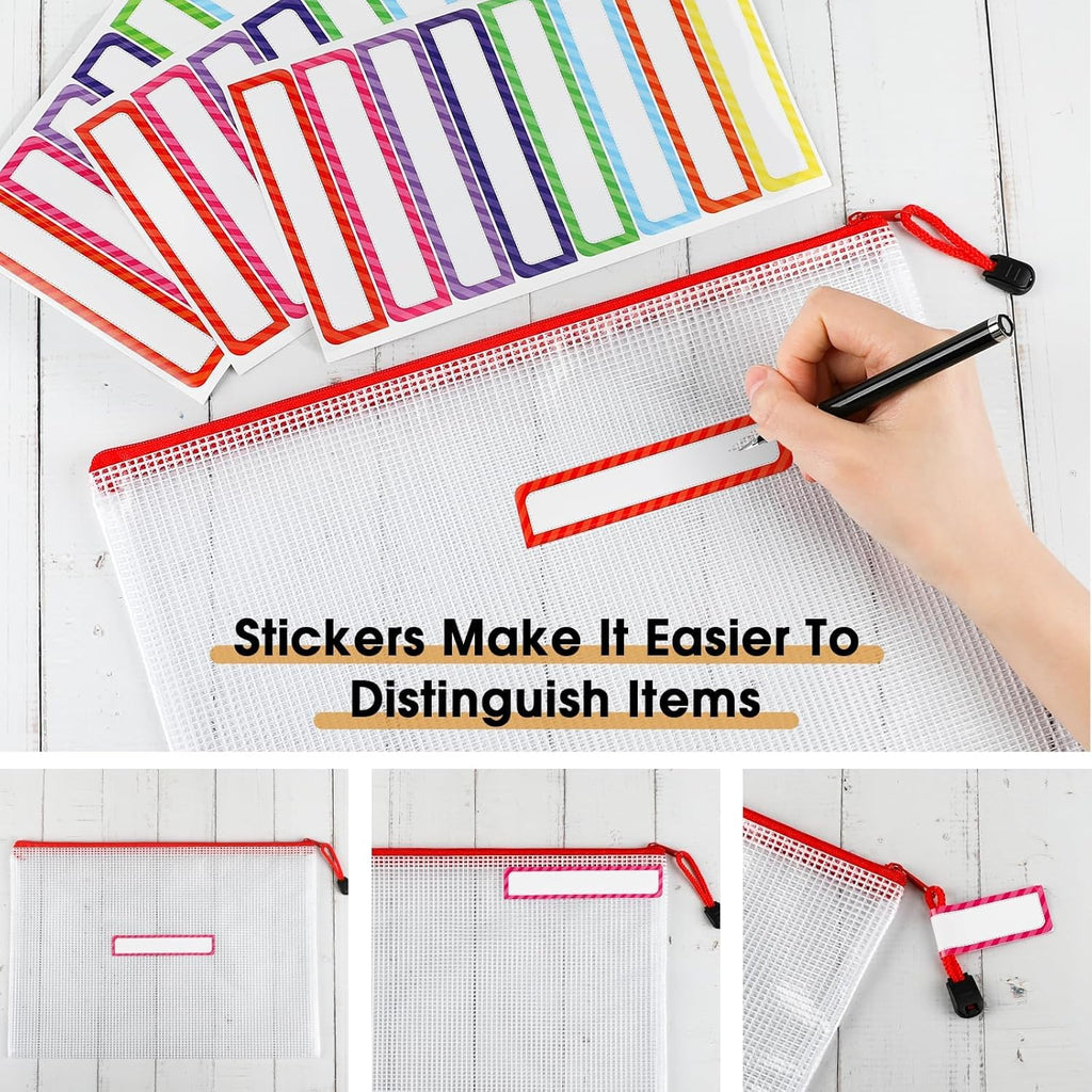 Umriox Mesh Zipper Pouch Bags, A4+A5+A6 (12 Colors, 36 Pack), Mesh Bags with Zipper, Storage Bags, Zipper Bags for Office Supplies Travel Storage