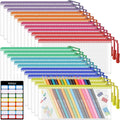 24pcs Mesh Zipper Pouch Bags 9.3 x 4.7 Inches, 8 Color Small Clear Pouches Bulk, Travel Cosmetics Organization, Classroom and Office Supplies
