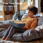 Lap Beanbag Cozy Kindle Pillow Stand for Bed with Adjustable Arm, 360° Tablet Holder, Fits 4.7"-13" Kindle, iPad, Phone, Lap Desk for Hands Free Reading in Bed, Couch, Sofa,Gray