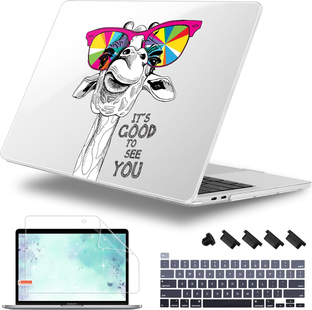 Case for MacBook Pro 13 inch with/Without Touch Bar (2016-2022, M2 A2338 M1 A2289 A2251 A2159 A1989 A1706 A1708), Hard Shell + Keyboard Cover + Dust Plug, Giraffe
