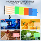 2-Pack LED Video Light with Stand, Home Studio Back Lights, Photo Lights with Color Filters for Close Photography Lighting YouTube Video Recording, Desk Game Steaming
