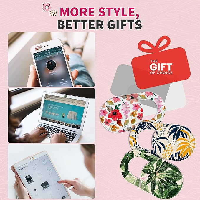 Laptop Camera Cover Slide Cute (6 Pack), Ultra Thin Webcam Cover for iPhone iPad MacBook Pro Computer iMac Cell Phone PC Accessories, 0.03" Camera Blocker Slider, Great for Privacy - Flowers