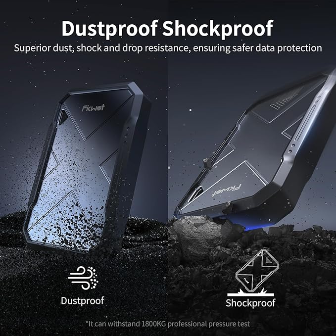 500GB Portable SSD, Up to 2050MB/s, USB 3.2 Gen2 USB-C, IP68 Water & Dust Resistant, Shockproof, External Solid State Drive for Smart TV, Cameras, iPhone 16/15, Windows, Mac and Other Devices (FP90)