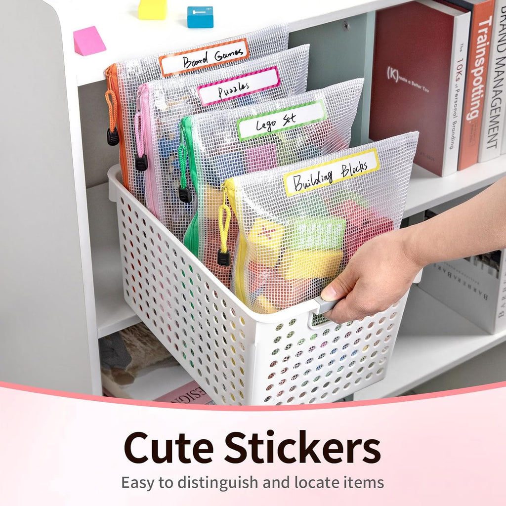 Umriox Mesh Zipper Pouch Bags, A3+A4 (12 Colors, 24 Packs), Large Storage Bags, Zipper Bags for Office Supplies Travel Accessories and Board Games Storage