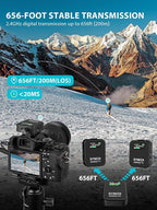 SYNCO Wireless Microphone System with Charging Case, G2A2 MEGA Dual Transmitter 8GB Storage of 24H 656ft Video Recording Streaming for Camera/Phone/PC/Laptop, Wireless-Lav-Mic-for-Camera