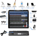 S-10 Audio Mixer 10 channel 8 channel Professional DJ Mixing Console with Reverb MP3 Player Bluetooth 48V Phantom Power Supply USB Recording for Studio Karaoke Live Music