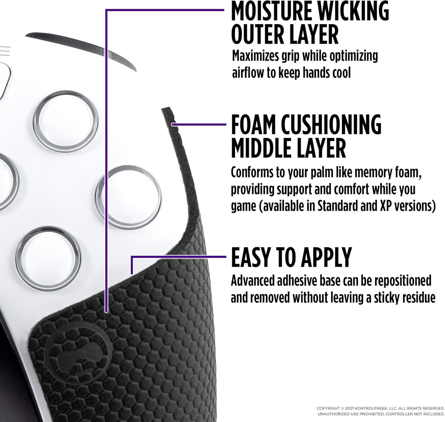 KontrolFreek Performance Grips for PlayStation 5 (PS5) Controller (Nightfall Black XT (Extra-Thin))