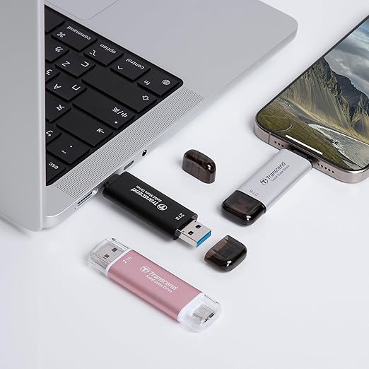 Transcend 512GB USB C External SSD, Up to 1,050MB/s, USB 3.2 Gen 2 Flash Drive, 2-in-1 Memory Stick Type C &Type A, Thumb Drive Photo Stick for Windows, Mac, iPhone, iPad, Android, Tablet&PC, Smart TV