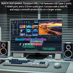 24'' Large Portable Monitor, FHD 120HZ 120% SRGB IPS USB-C HDMI Work Home Gaming Built-in Stand Speakers Second Monitor 1080P for Laptop, MacBook, Phones