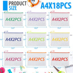 18 Pack A4 Mesh zipper pouch bags, Zipper Bags with Label Pocket,Zipper Pouches of office supplies,File Bags for Classroom Organization,Puzzles, Board Game Storage