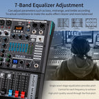 DJ Mixer, TKLBLS Professional 12 Channel Audio Mixer Board with 99-Bit DSP, Sound Board Mixing Console 7-Band EQ Output, USB Audio Interface, Bluetooth 48V Phantom Power For Karaoke Studio Streaming