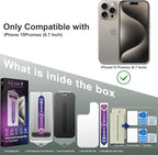 2 Pack Matte Privacy Screen Protector for iPhone 15 Pro Max 6.7-Inch Auto Dust Removal, No Bubbles,Anti-Spy Tempered Glass Film, Easy Installation