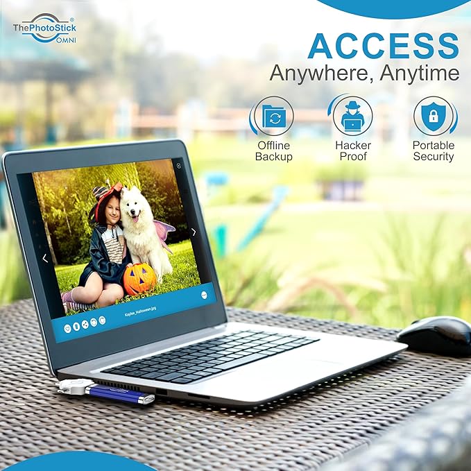 ThePhotoStick® Omni 256GB - Secure Photo & Video Backup and Transfer | Digital File Organization | USB & Multiport Connection for Phones, Tablets and Computers | Portable Memory | External Storage