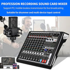 S-10 Audio Mixer 10 channel 8 channel Professional DJ Mixing Console with Reverb MP3 Player Bluetooth 48V Phantom Power Supply USB Recording for Studio Karaoke Live Music