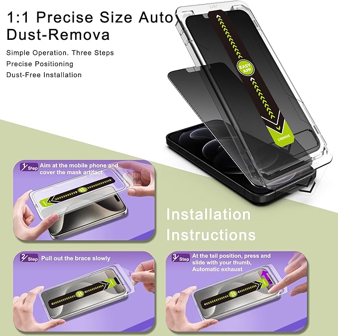 (2-Pack Matte Privacy Anti-Spy Screen Protector for iPhone 12 Pro Max (6.7-Inch),9H Tempered Glass,Anti-Glare,Full Coverage,Anti-Fingerprint,Auto Dust Removal,Bubble-Free