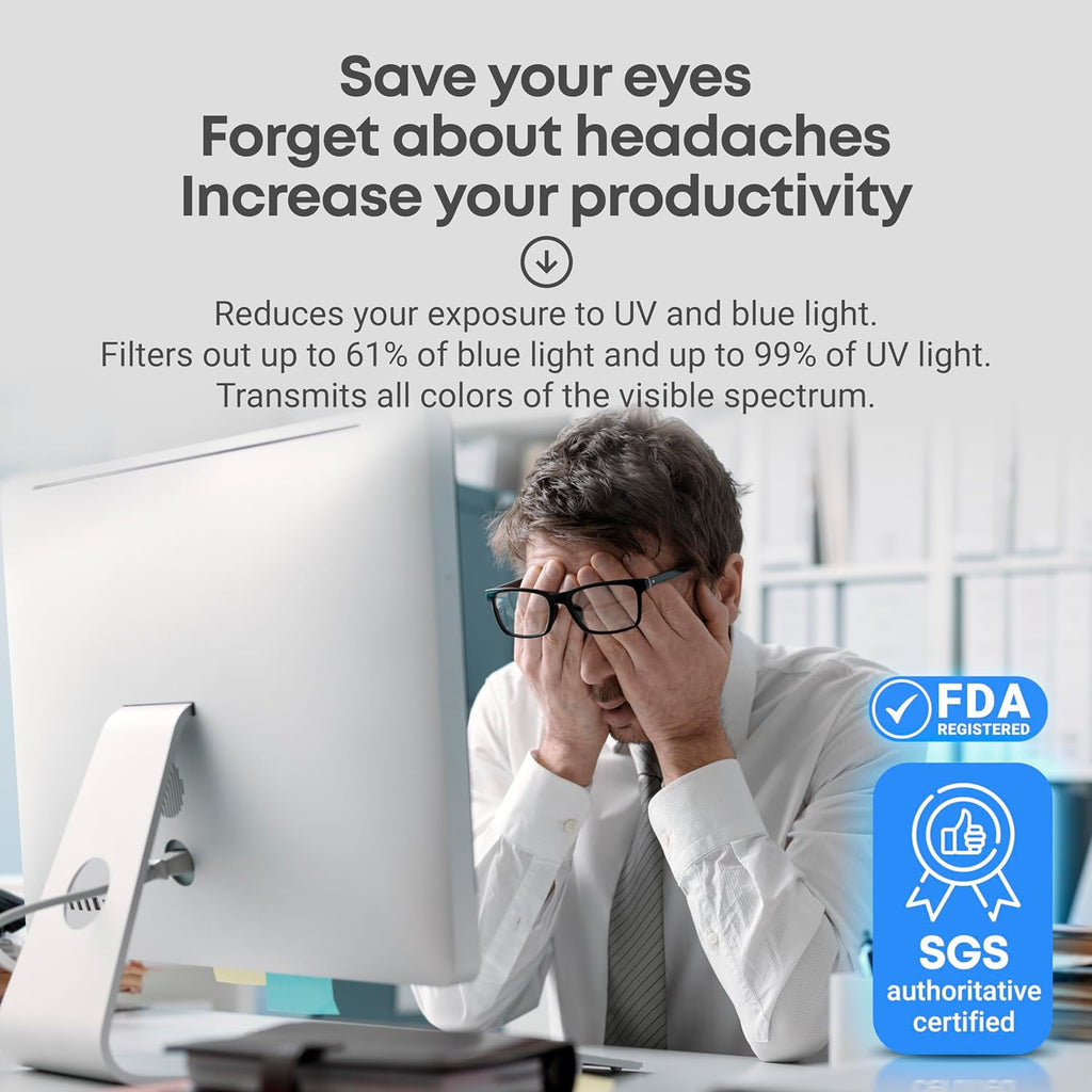 23.6 inch Blue Light Blocking Screen Protector Panel for 16:9 Widescreen Computer Monitor and Laptop - PC Anti-UV Eye Protection Filter Film - Anti-Scratch Diagonal Frame Shield [1 Pack]