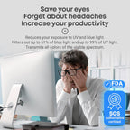 23.8 inch Blue Light Blocking Screen Protector Panel for 16:9 Widescreen Computer Monitor and Laptop - PC Anti-UV Eye Protection Filter Film - Anti-Scratch Diagonal Frame Shield [2 Pack]