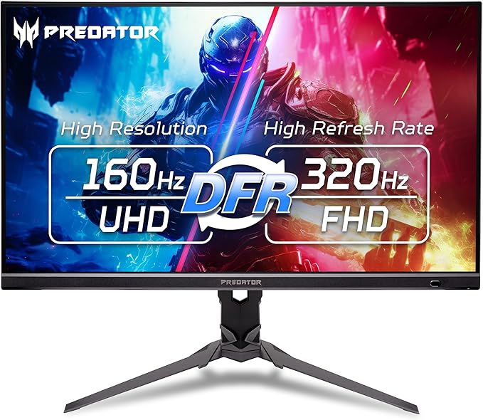Acer Predator Gaming Monitor | 27" UHD 3840 x 2160 IPS | AMD FreeSync Premium | Up to 320Hz with DFR | Up to 0.5ms | VESA DisplayHDR400| DCI-P3 90% | Display Port 1.4 & 2 x HDMI 2.1 | XB273K V5bmiiprx