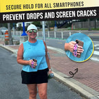 Phone Grip Strap - Reversible Finger Holder for Phone Back, Customizable Anti-Slip Design, Wireless Charging Compatible Detachable Holder for iPhone - Knurled Black