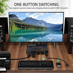 HDMI KVM Switch 1 Monitors 2 Computers 4K@60Hz, USB3.0 KVM Switches EDID Simulator 2 Ports for 2 PC Sharing Single Monitor and Keyboard Mouse with Wired Extend Controller and USB3.0 Cables