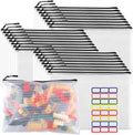 24pcs Large Mesh Zipper Pouch File Bags YOPCDJ Reusable Zippered Pouches for Organizing Classroom, Board Game Storage, Puzzle Bags Black