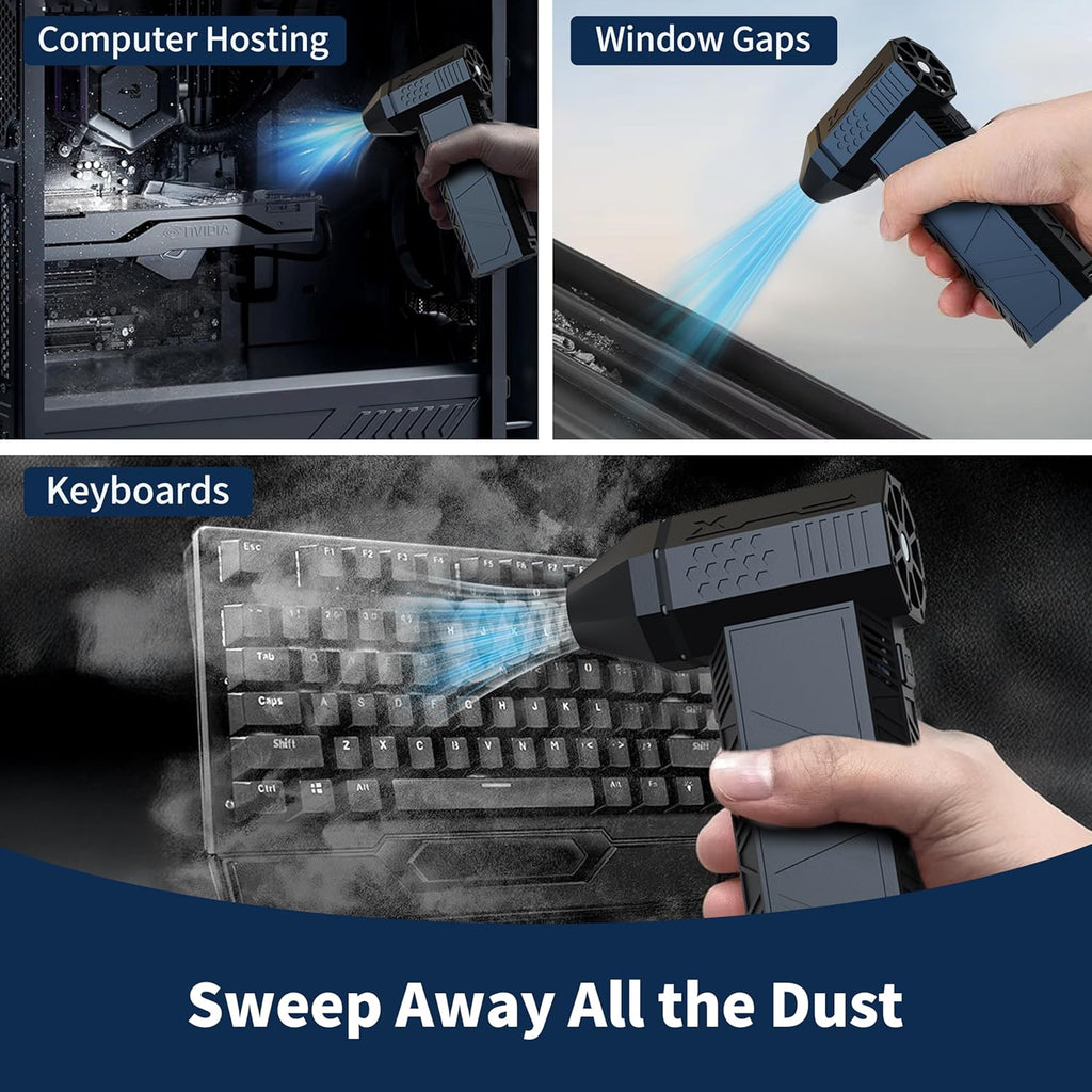 BlueBark Compressed Air Duster, 13,000 Rpm Air Duster, Replacement Of Compressed Can, Four Wind Speeds & Aviation Grade Alloy Fan Blade, Gifts For Men, For Car Accessories, Keyboard Cleaning