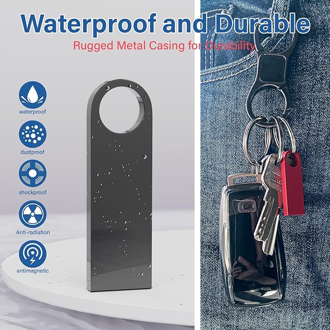 16GB USB Flash Drive 2 Pack with Keychains, Wooolken Sleek Metal USB 2.0 Thumb Drives Memory Stick for PC Laptop Computer