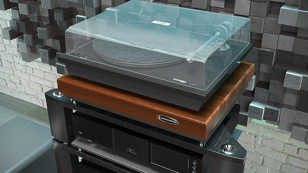 IsoAcoustics Delos Turntable Isolation Butcher Block Series: 1815W2 (18" W x 15" D x 3" H) Walnut