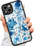 AIGOMARA Case for iPhone 15 Plus [Compatible with MagSafe] Blue Turtle Shell Ocean Collage Pattern Design for Women Girls Men Soft TPU Bumper Hack PC Back Shockproof Protective Slim Magnetic Cover
