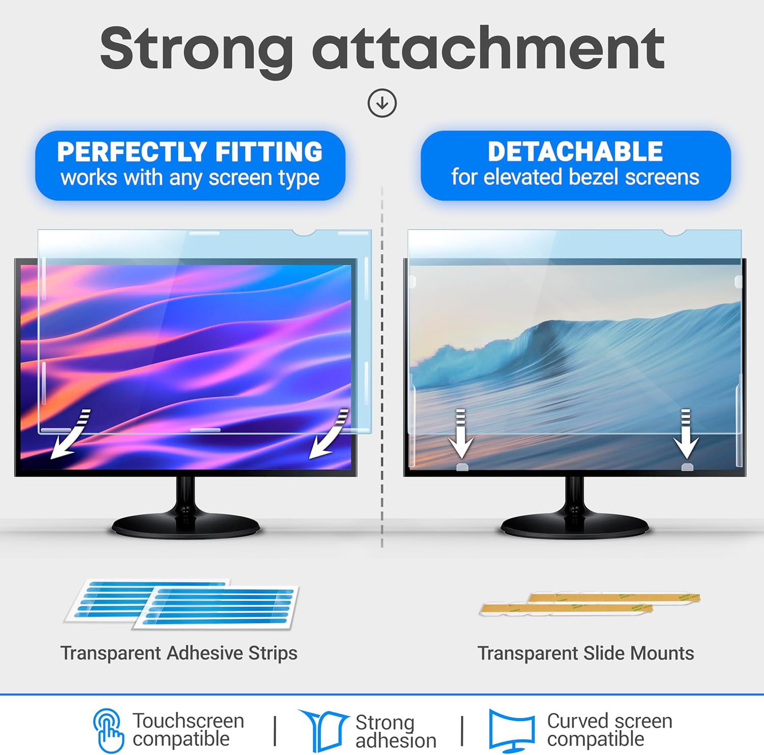 23.8 inch Blue Light Blocking Screen Protector Panel for 16:9 Widescreen Computer Monitor and Laptop - PC Anti-UV Eye Protection Filter Film - Anti-Scratch Diagonal Frame Shield [2 Pack]