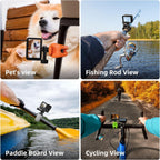 TELESIN Camera 360 Strap Mount Flexible Wrap Band Bike Motorcycle Handlebar Tube Roll Bar Stick Pole Ski Holder Accessories for GoPro Hero 13 12 11 10 Insta360 X5 DJI Osmo Nano Action 5 Pocket 3 AKASO