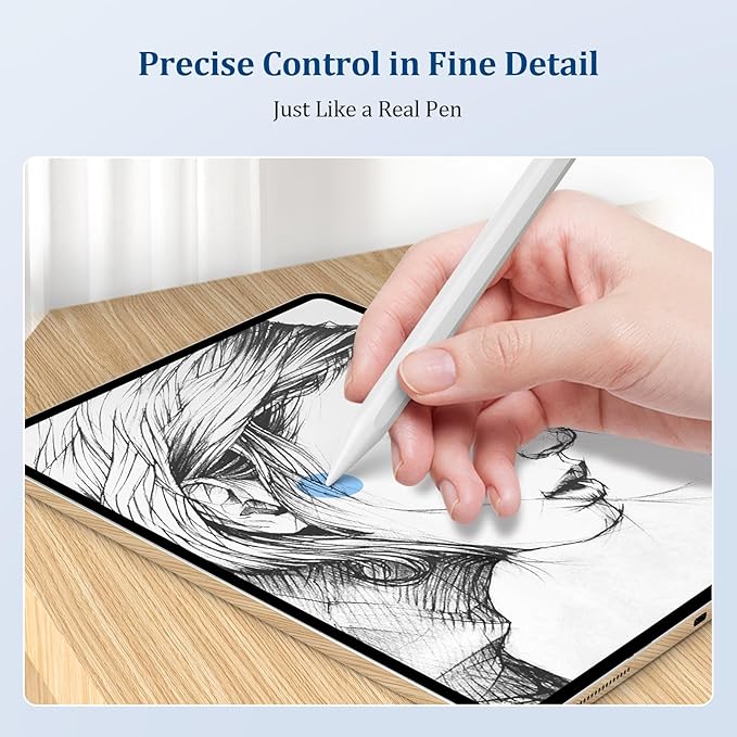 Upgraded Replacement Tips for Apple Pencil Pro/2nd Gen/1st Gen/USB-C,No Wear Out Pencil Nibs Precise Control - Replacement Nibs for Apple iPad Pencil - 8 Pack White