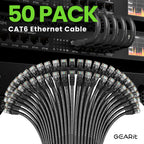 GEARit Cat 6 Ethernet Cable Pack - 50-Pack 1.5 ft Cat6 Ethernet Patch Cables | RJ45 Network Patch Cable, 10 Gbps Snagless Gold-Plated Connectors - Ethernet Cable Cat 6 for PC, TV, Router - Black