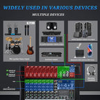 Audio Mixer 8 Channel Professional Mixer Console with 320 DSP Effects, 7-band EQ Sound Mixing Board Digital DJ Mixer w/USB Bluetooth MP3 for Recording, Independent 48V Power & Mute Button