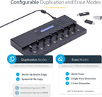 StarTech.com Standalone 1 to 15 USB Flash Drive Duplicator/Cloner/Eraser, Multiple USB Thumb Drive Copier / Sanitizer, System File / Sector-by-Sector Copy, 1.5 GB/min, 3-Pass Erase, LCD, TAA