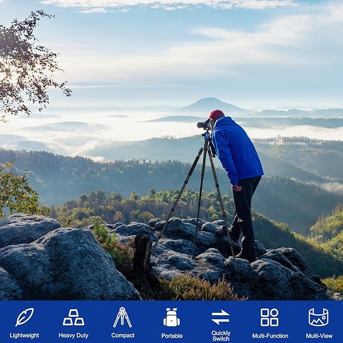 80/85 inches Heavy Duty Tripod for Camera and Phone, 85" Camera Monopod Tripods, DSLR Binoculars Spotting Scope Camcorders Video Tripod Stand, 360 Degree Ball Head, 35 lbs Loads