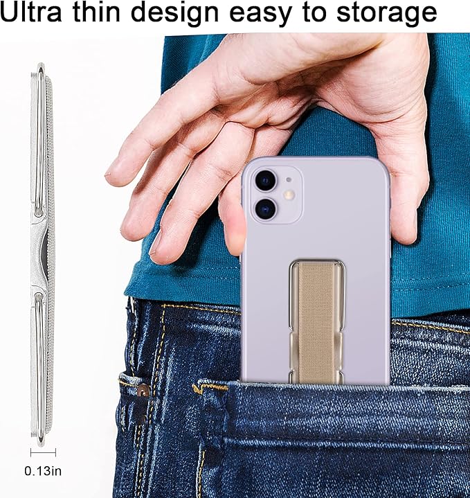 Phone Strap, CISID 4 Pcs Phone Grip with Stand Phone Strap Holder for Hand Finger Kickstand Suitable for iPhone Samsung and Most Smartphones(Black,Silver,Rose Gold,Gold 4PCS)