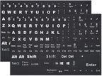 2PCS English Keyboard Stickers Replacement Letters, Full Size Big Letter QWERTY Keyboard Sticker Universal for PC Computer Laptop Desktop, Matte Keyboard Alphabet Stickers