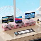 gianotter Computer Monitor Stand Riser, office organizer with Drawer, Office Organizers Storage for Classroom Office Supplies (Pink)