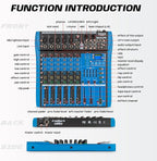 Professional Audio Mixer, 6 Channel, Input 48V Phantom Power Stereo Digital USB Bluetooth MP3 Computer Input, Build-in 16 Effect DSP, for Recording, Live Streaming, Podcasting MG60S
