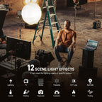 GVM 80W LED Video Light with Lantern Softbox and Tripod Stand Kit, Bi-Color 2700K-7500K 12 Scenes CRI97+ Bowens Mount Studio Light, APP Control COB Continuous Output Lighting for Video Recording