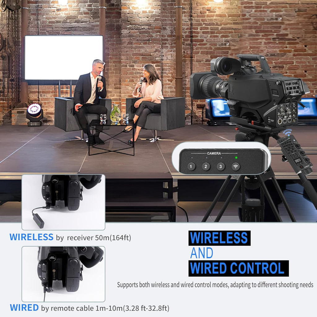 Wireless and Wired Remote Commander & Lanc Camera Zoom Controller for Sony – Focus, Iris, Zoom, ND Adjust, Daisy Chain – Replaces Sony RM-30BP – Compatible with HXR-NX5R, PXW-FS7,PXW-Z280, MCX-500