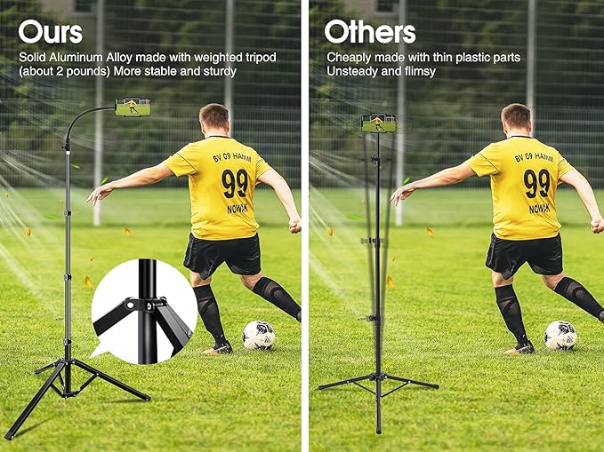 Elitehood 6.7 Feet Tall Phone Tripod, Heavy Duty Metal iPhone Tripod Stand with Remote, 17" Gooseneck Overhead Tripod for iPhone 15 14 13 Pro Max / 13 Pro / 13 12 11, Android Cell Phone Black